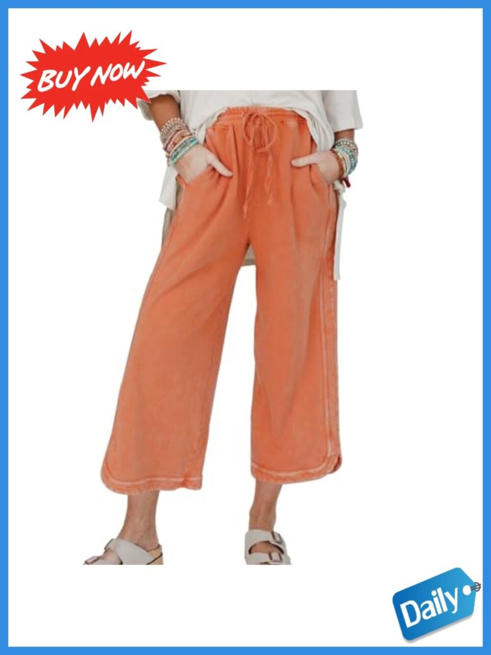 Womens Wide Leg Sweatpants Elastic High Waist Cropped Drawstring Pants